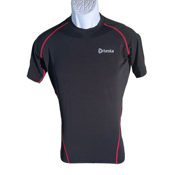 TESLA Men's Short Sleeve Pull-Over Workout Shirt Black XL NWT - Picture 1 of 6